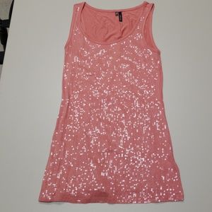 Pink sequin tank top